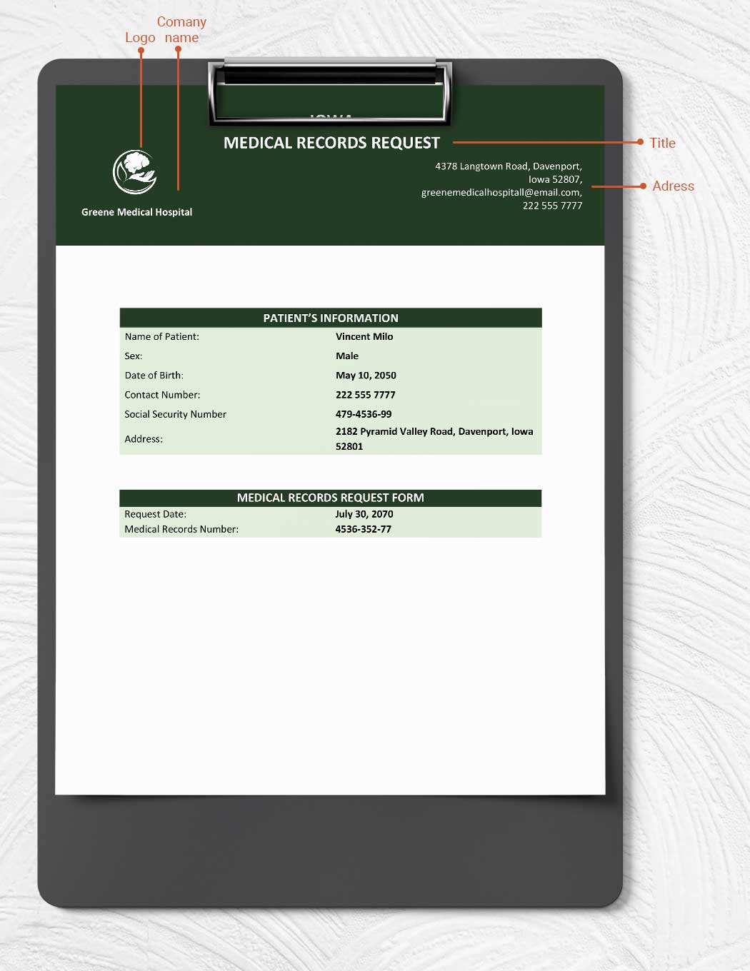 Iowa Medical Records Request Template