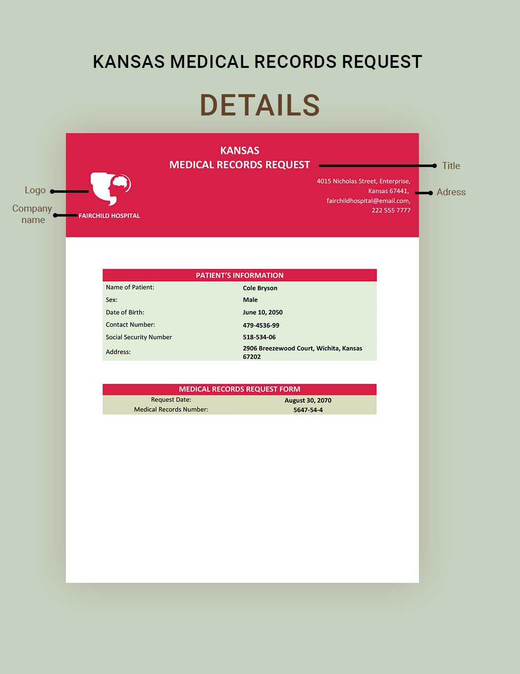 Kansas Medical Records Request Template