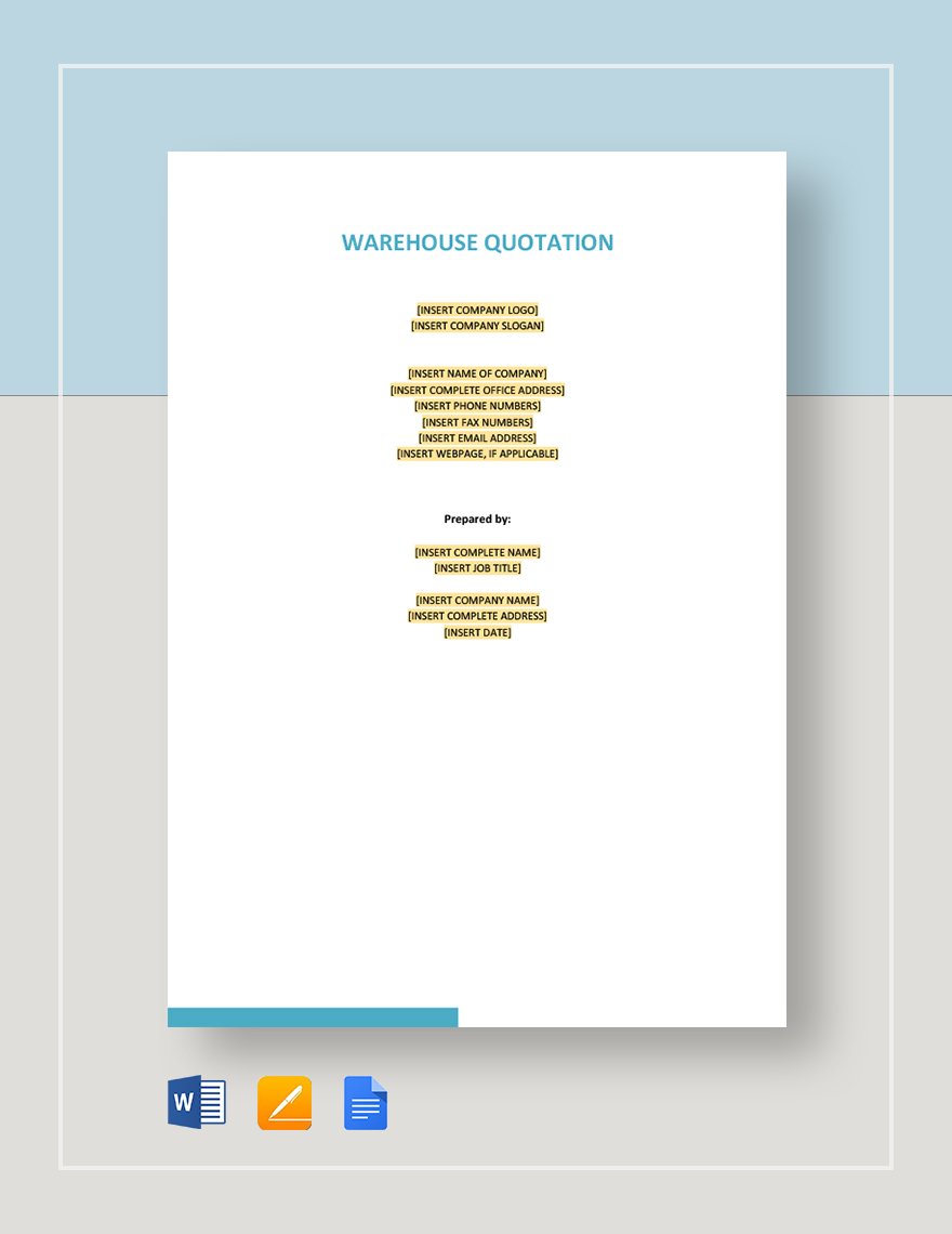 Warehouse Quotation Template