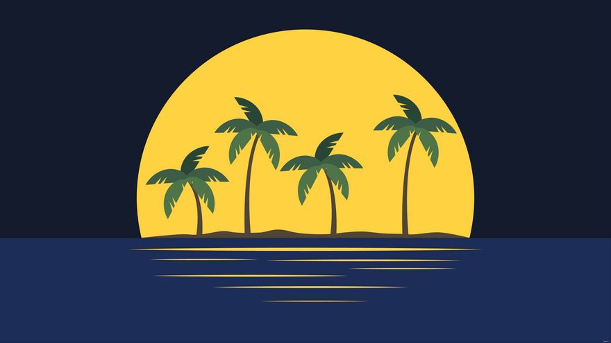 Free Palm Tree Ocean Background in Illustrator, EPS, SVG, JPG, PNG