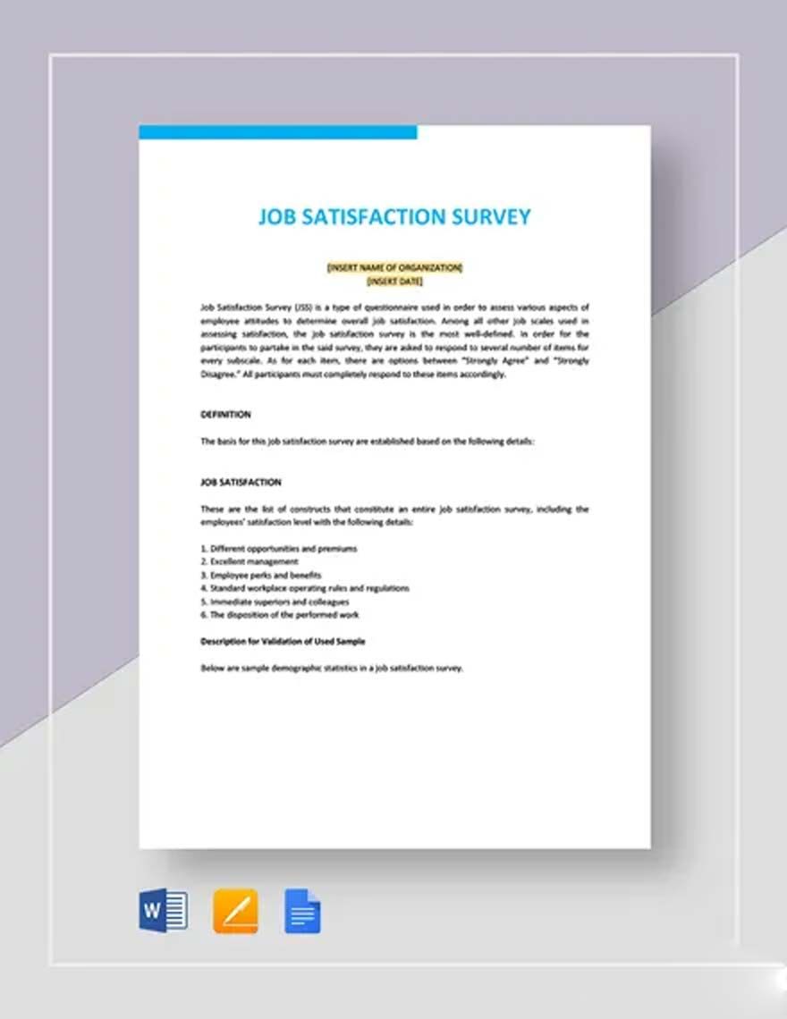 Job Satisfaction Survey Template