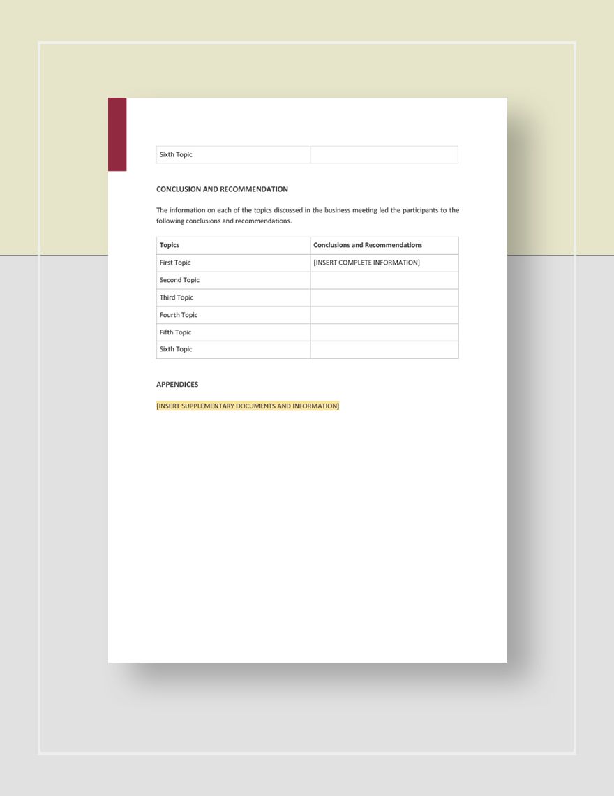 Business Meeting Report Template