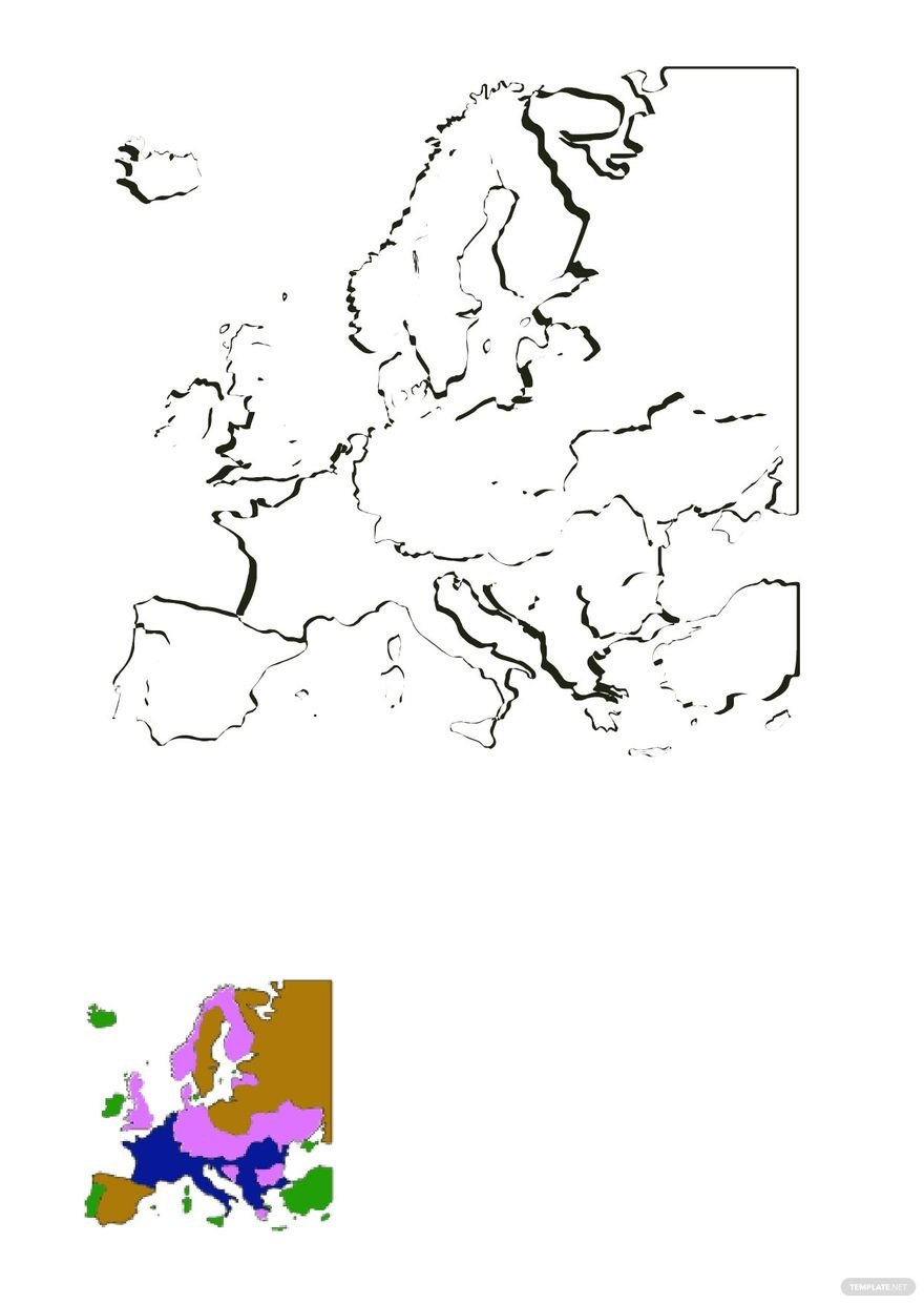 Free Blank Europe Map Coloring Page in PDF