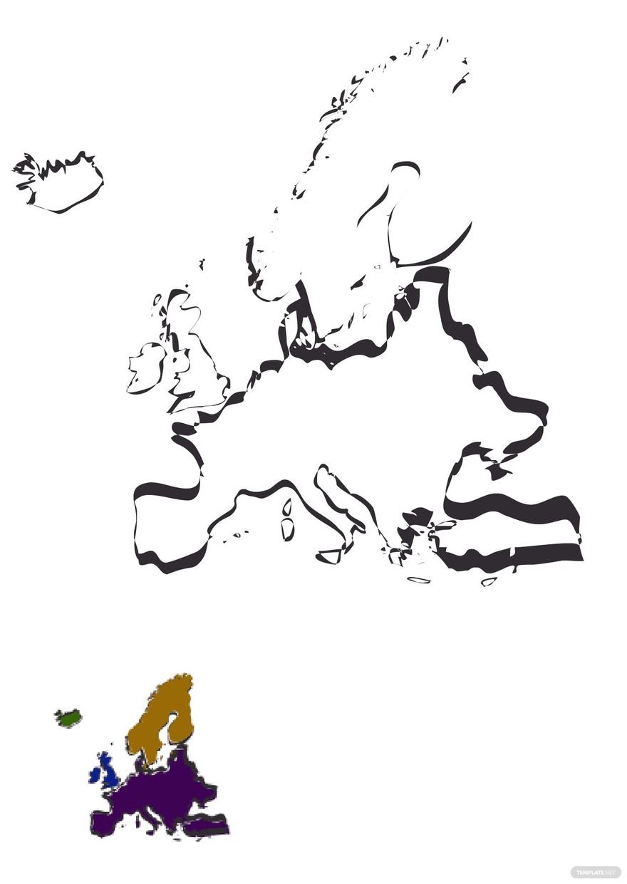 Free Flat Europe Map Coloring Page in PDF