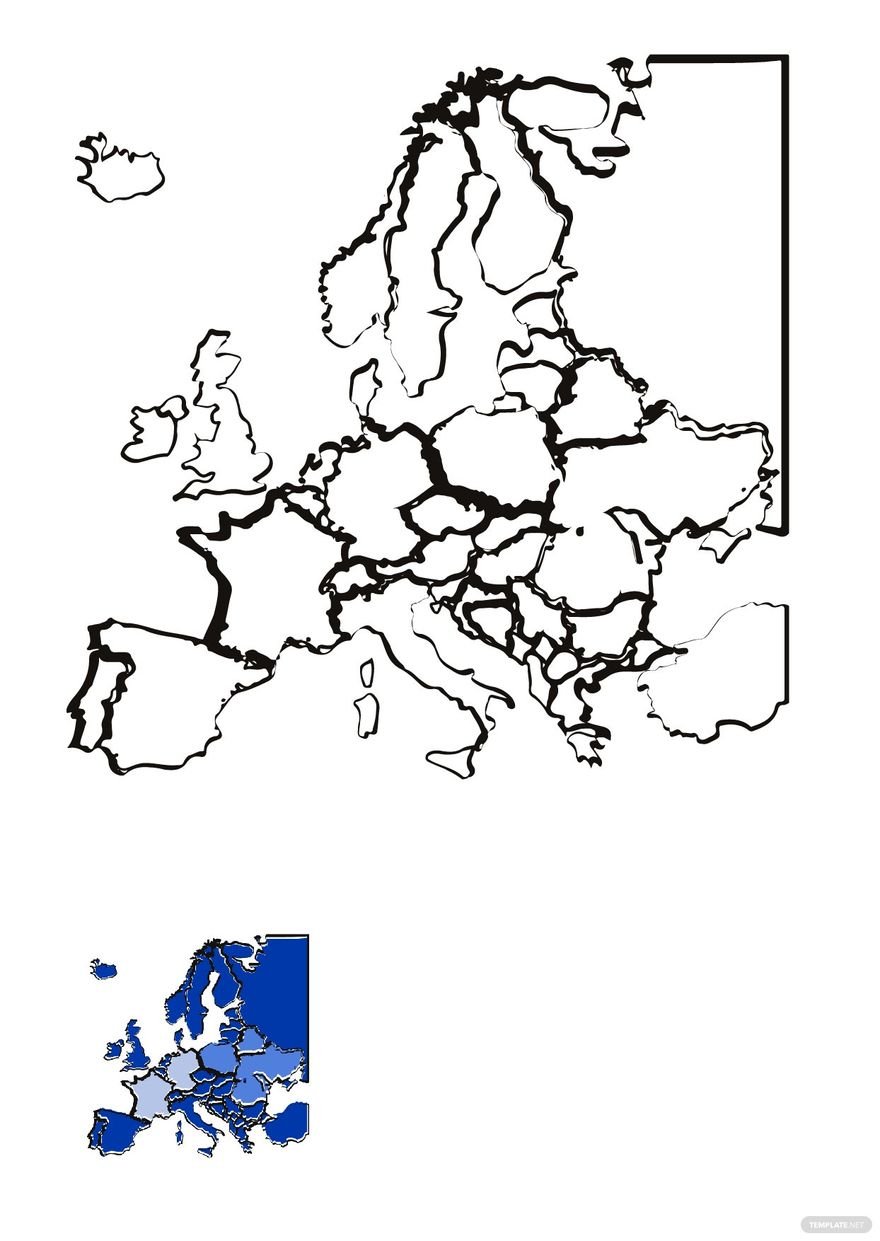 Transparent Europe Map Coloring Page in PDF