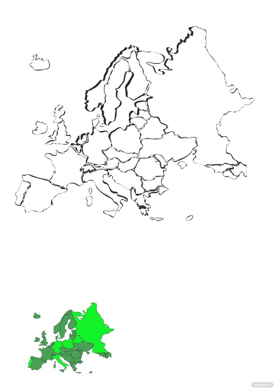 High Quality Europe Map Coloring Page in PDF