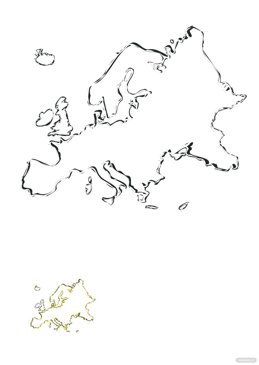 Free Europe Map Line Coloring Page