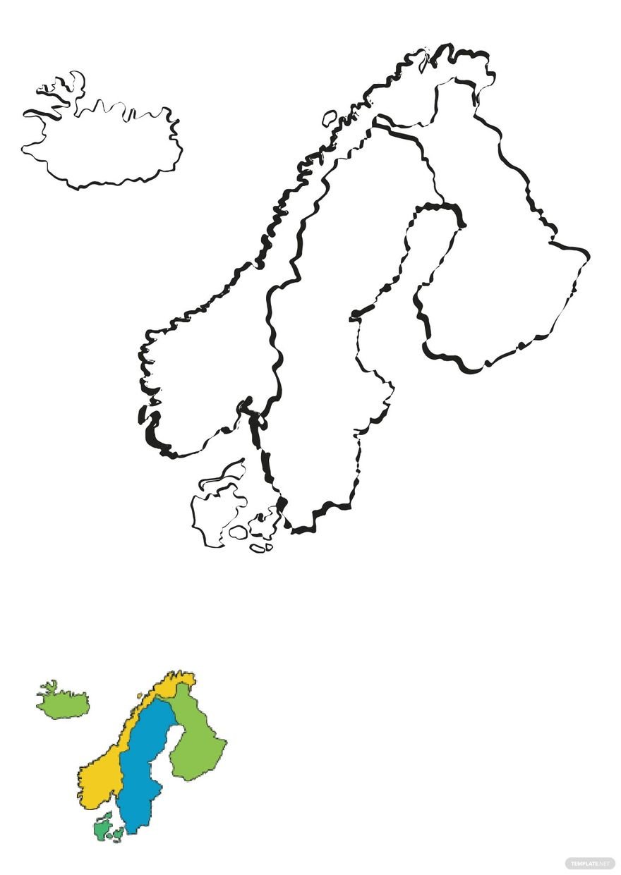 Northern Europe Map Coloring Page in PDF