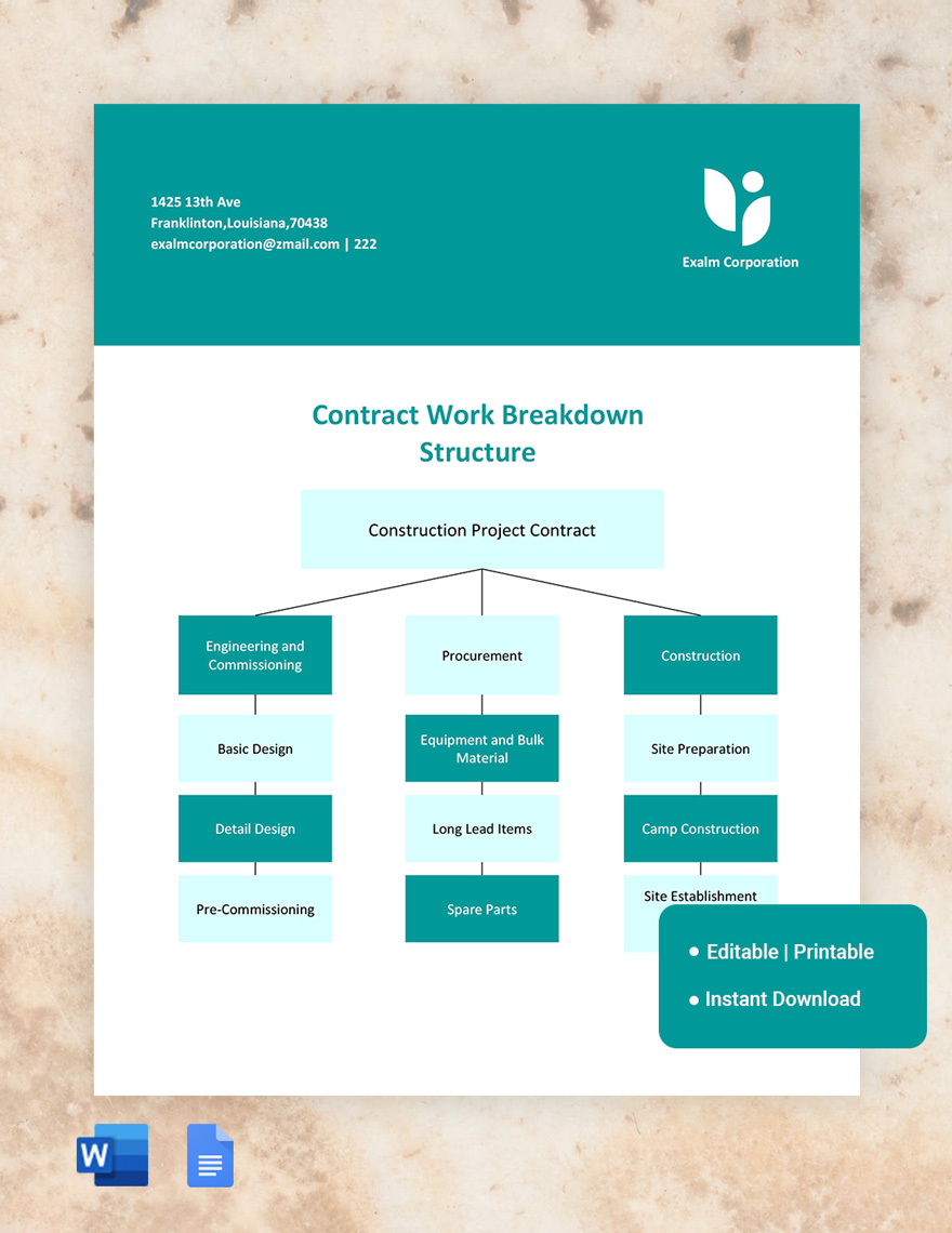 Project Work Breakdown Structure Template - Download in Word | Template.net