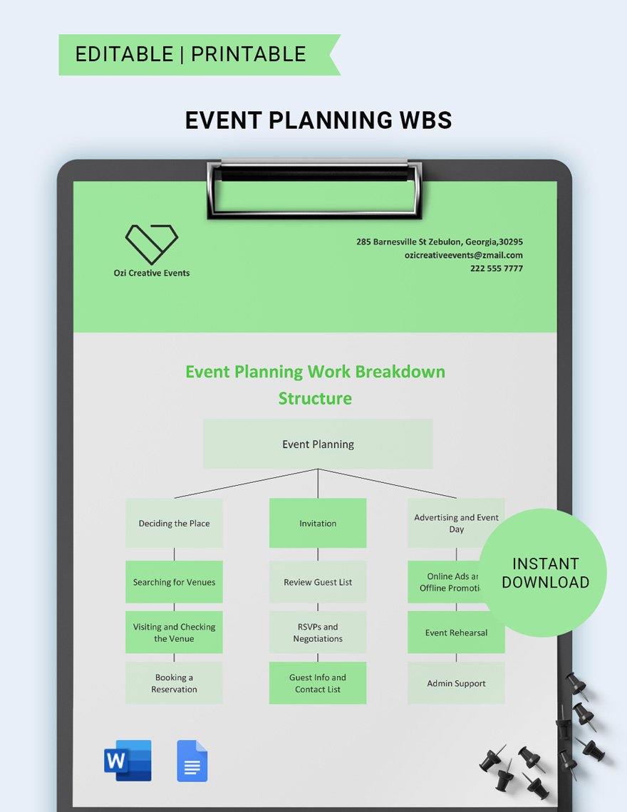 Event Planning WBS Template