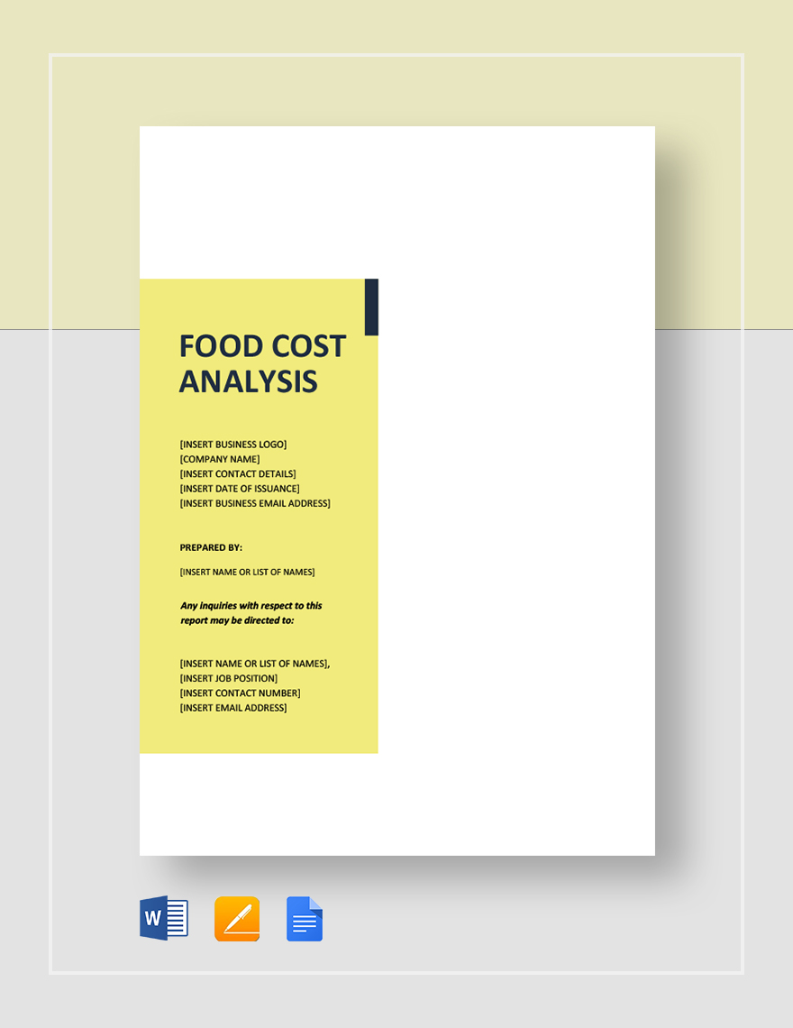 Food Cost Analysis Template in Word, Google Docs, Apple Pages