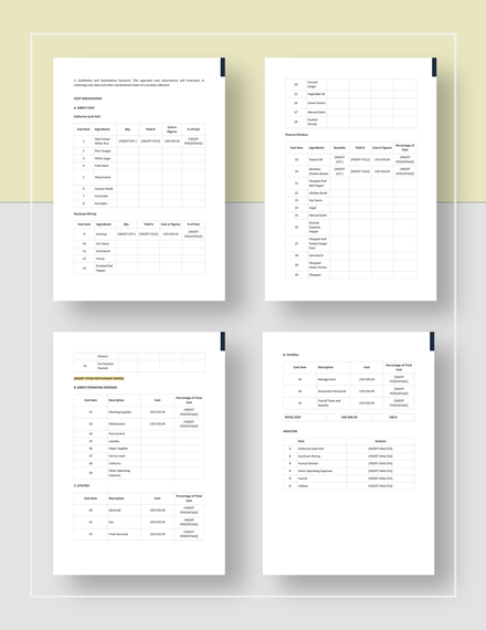 Food Cost Analysis Template - Google Docs, Word, Apple Pages | Template.net