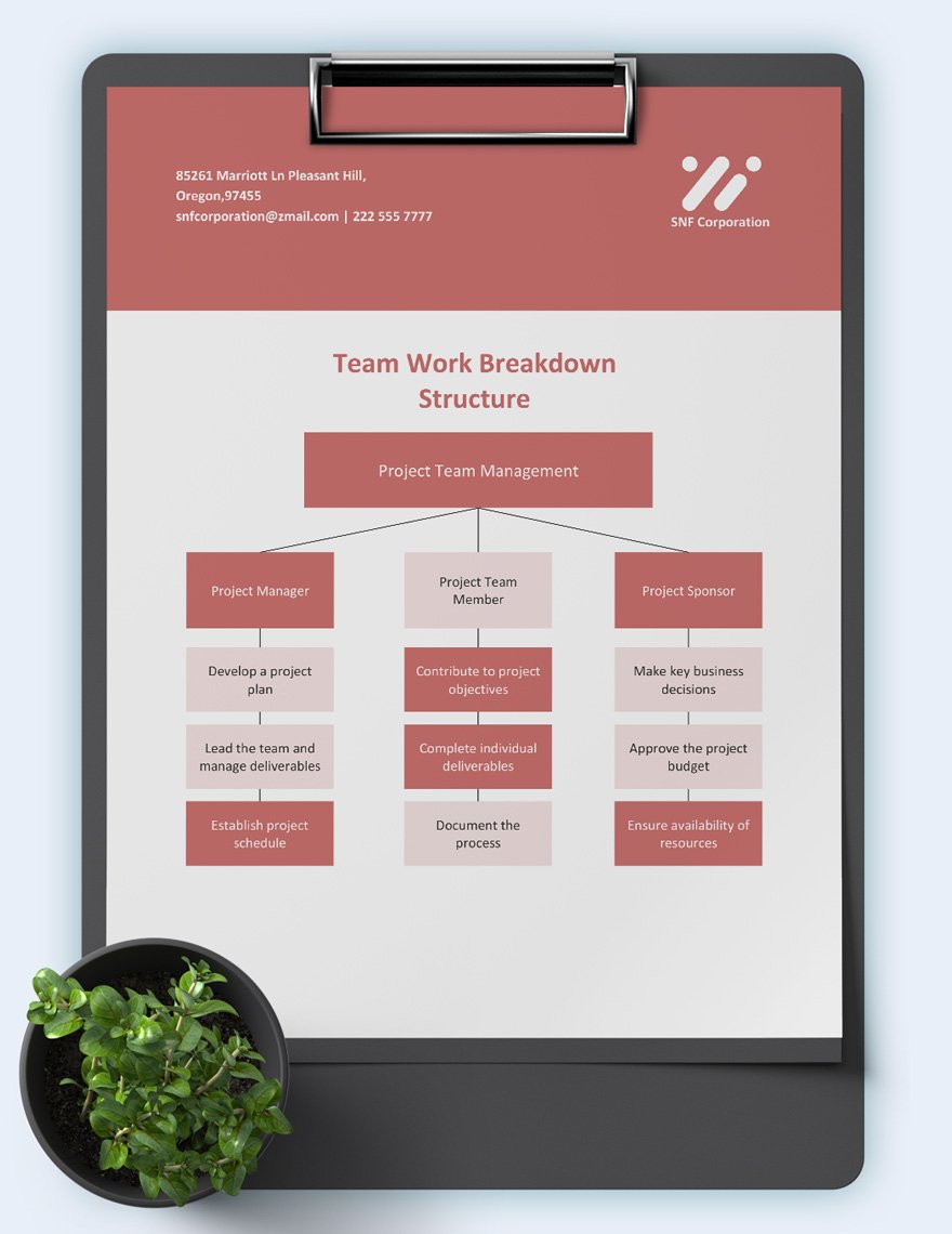 Team Work Breakdown Structure Template