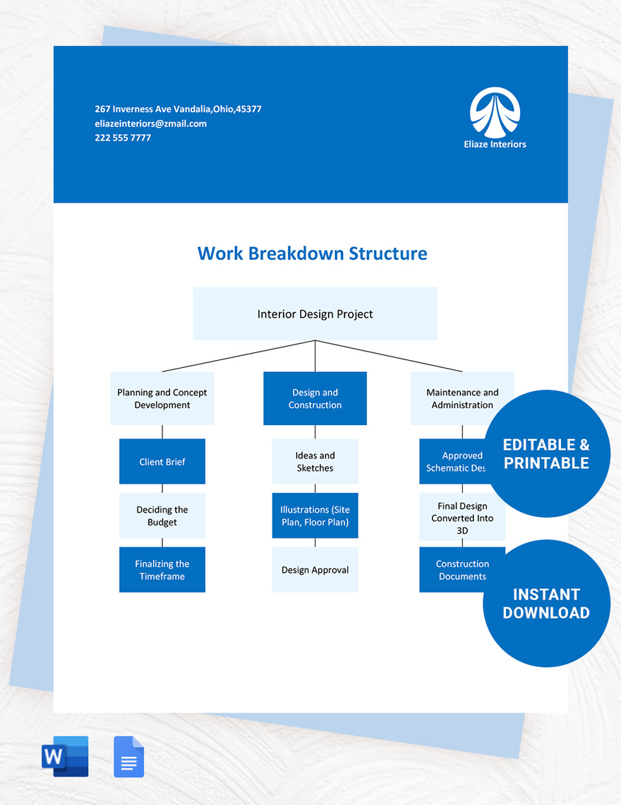 Work Breakdown Structure Template in Word, Google Docs