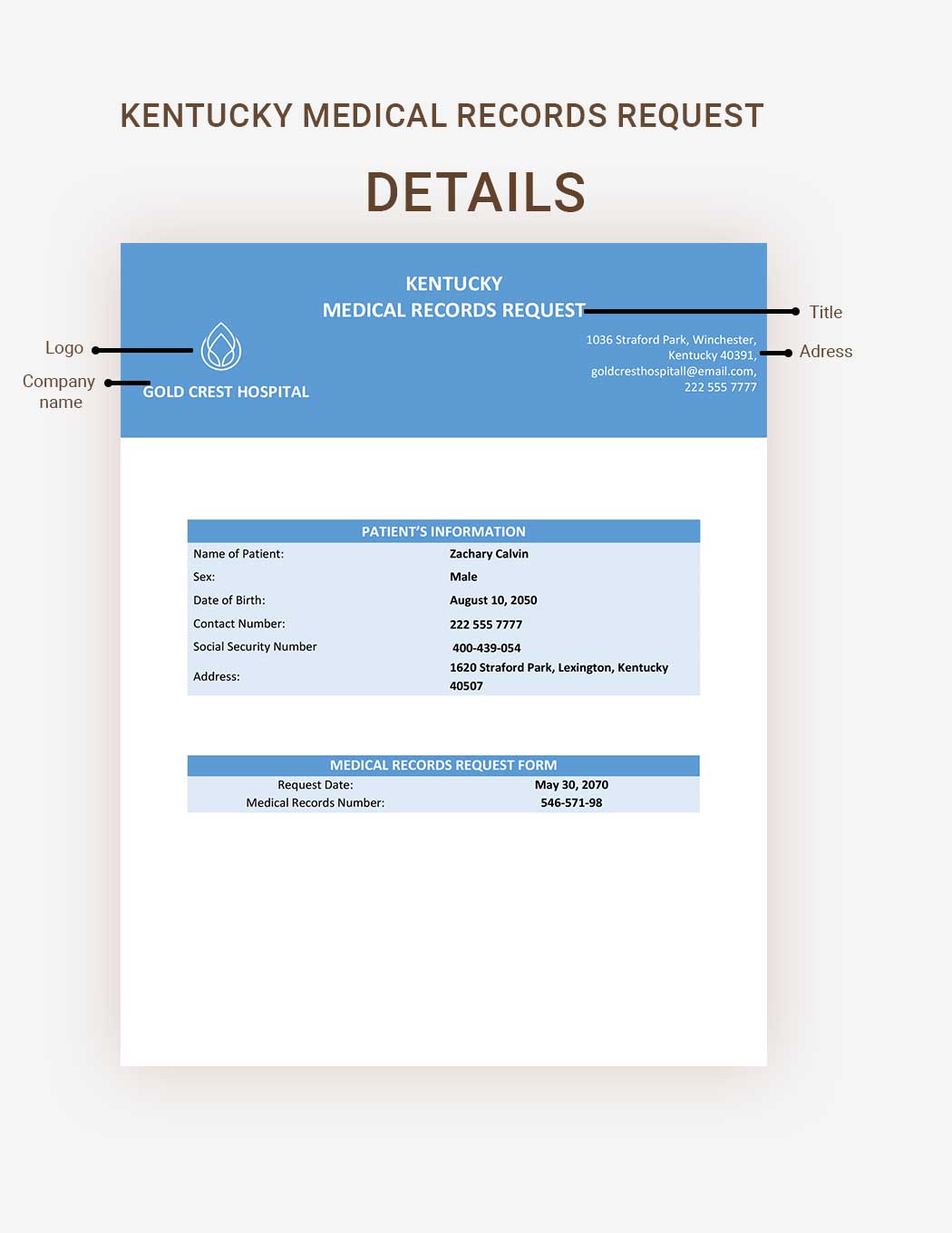 Kentucky Medical Records Request Template