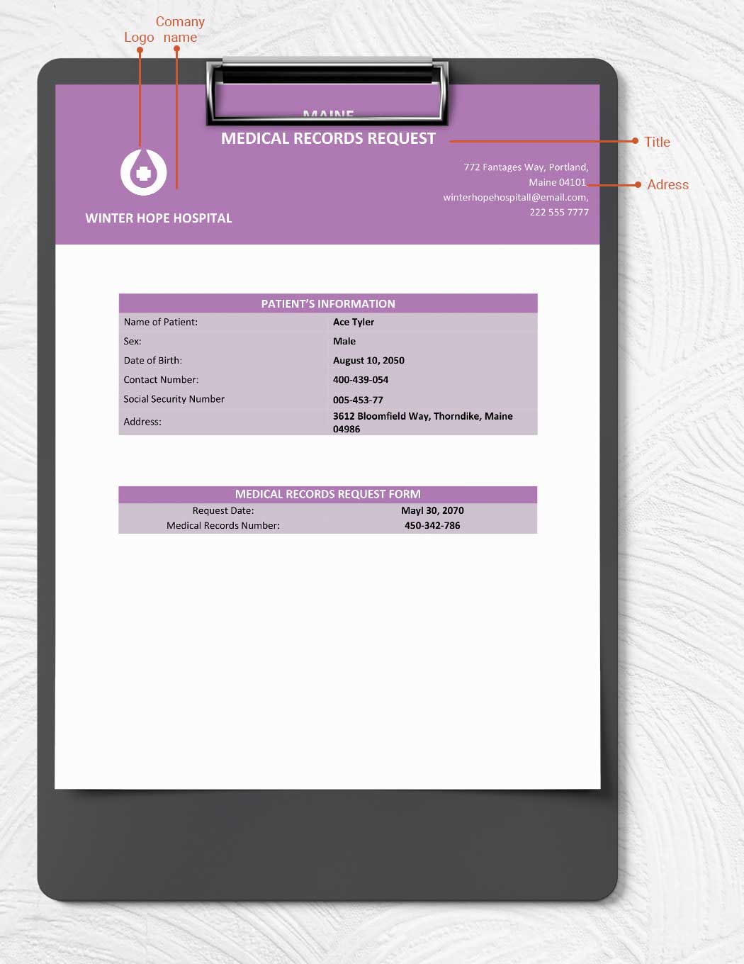 Maine Medical Records Request Template