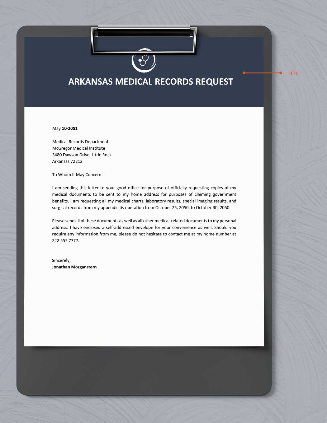 Arkansas Medical Records Request Template