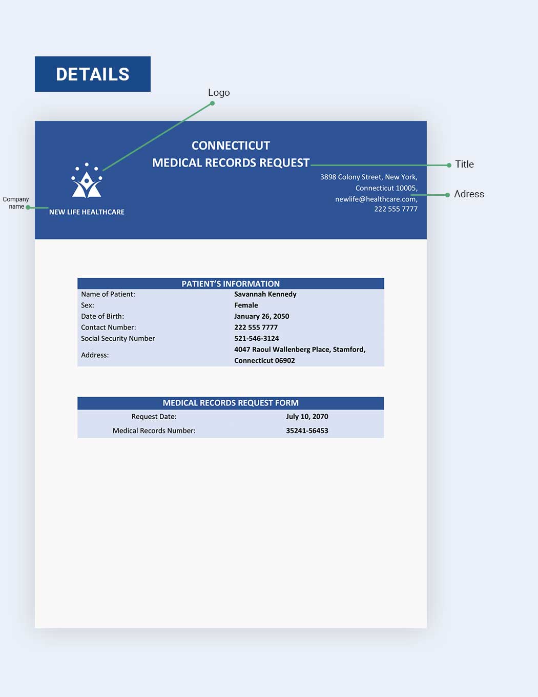 Connecticut Medical Records Request Template