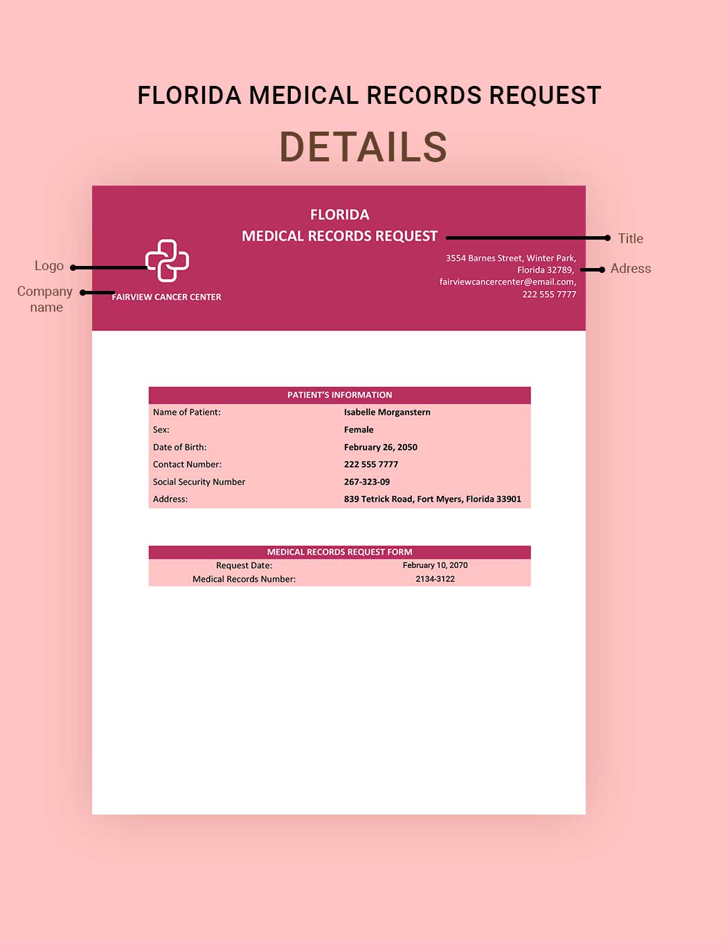 Florida Medical Records Request Template