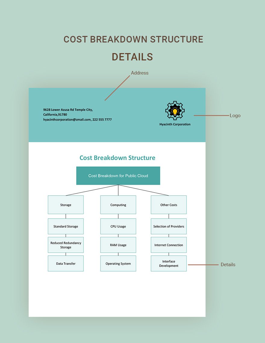 Cost Breakdown Structure Template in Google Docs Word Download