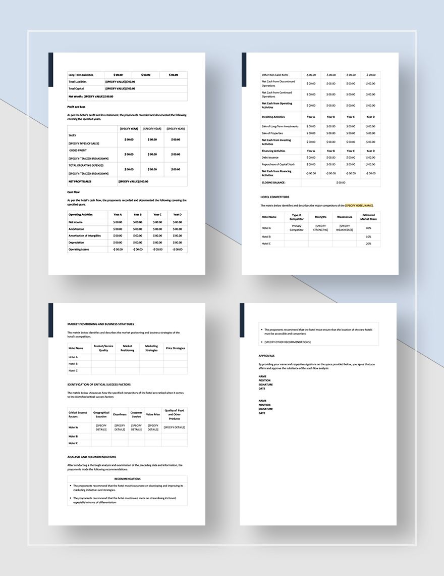 Hotel Competitor Analysis Template