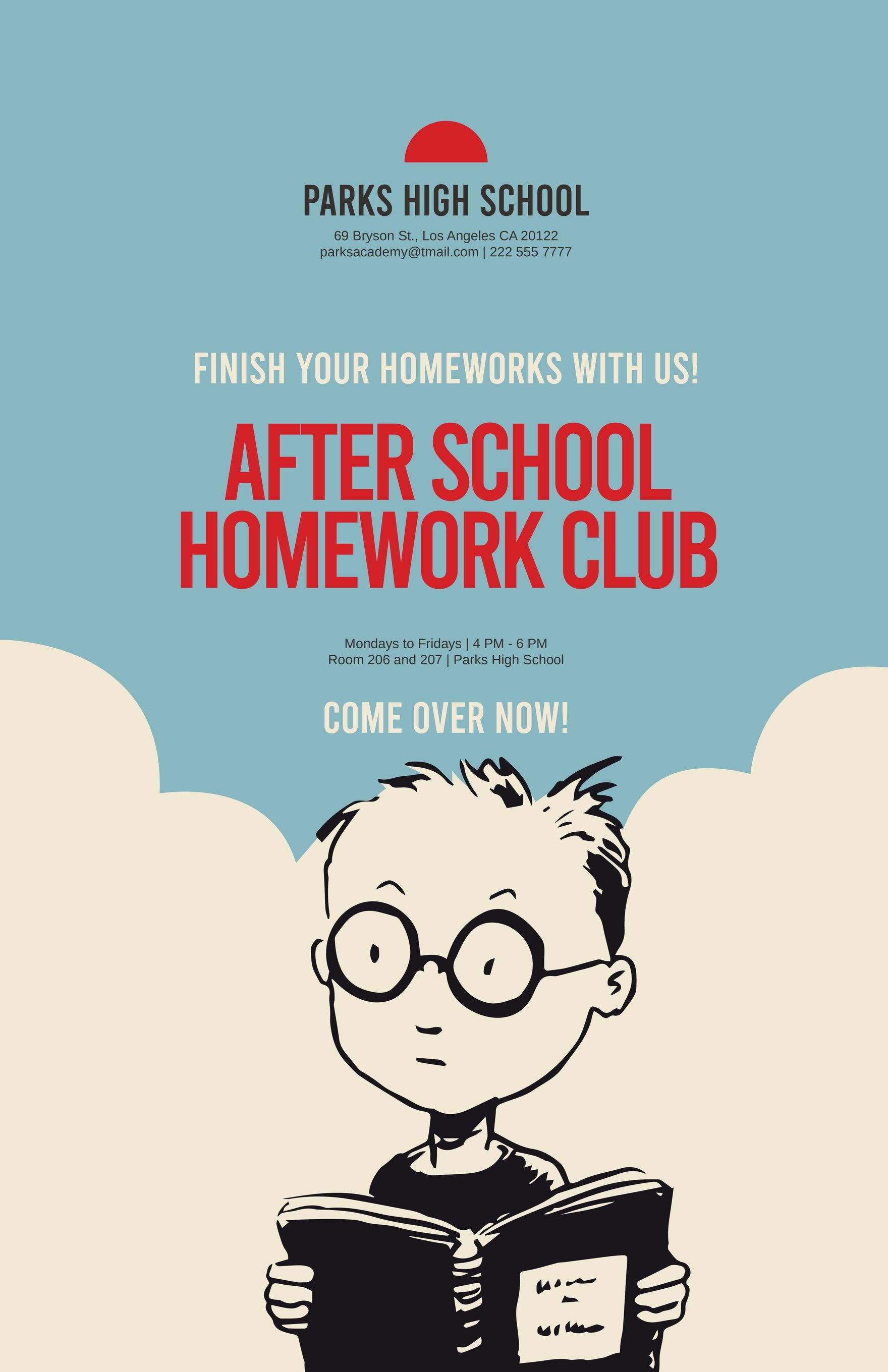 Free After School Homework Club Poster