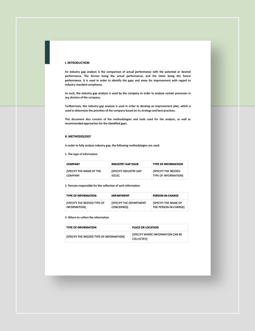 Industry Gap Analysis Template - Google Docs, Word, Apple Pages, PDF ...