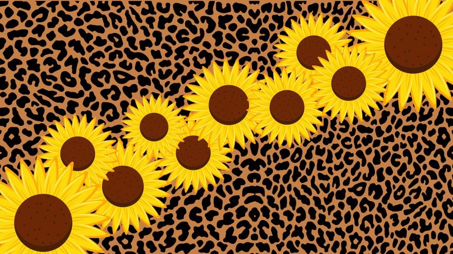 Leopard Sunflower Background in Illustrator, EPS, SVG, JPG, PNG