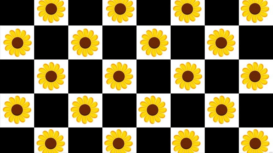 Checkered Sunflower Background