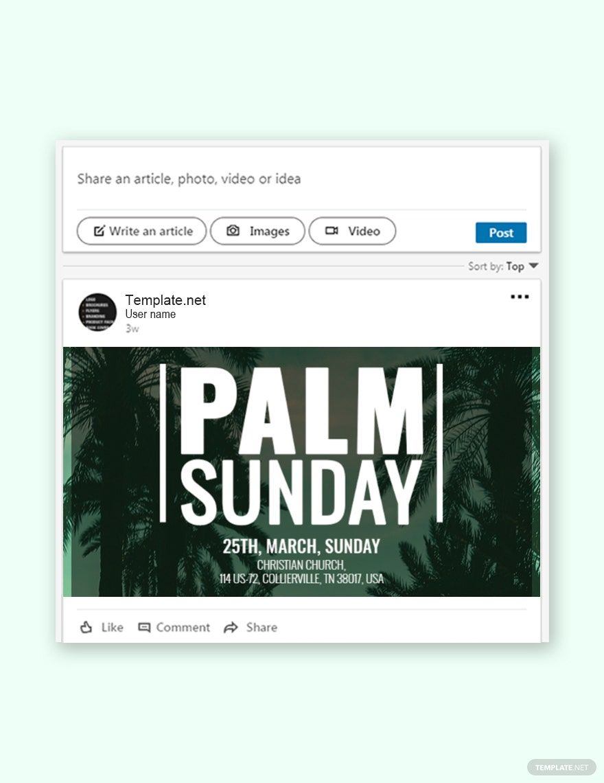 Free Palm Sunday LinkedIn Post Template