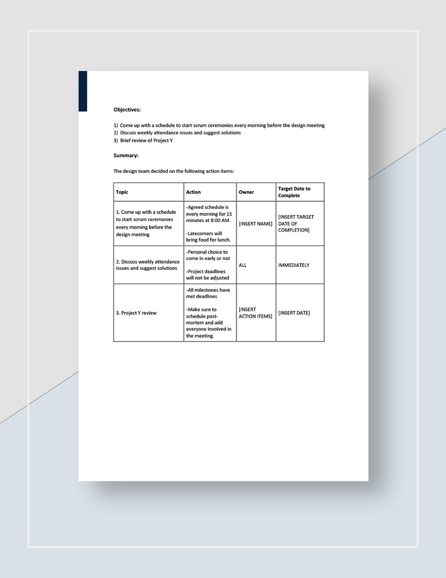 Meeting Summary Report Template