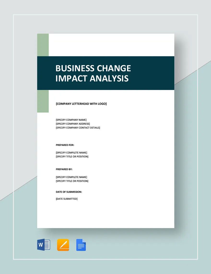 Business Change Impact Analysis Template - Google Docs, Word, Apple ...