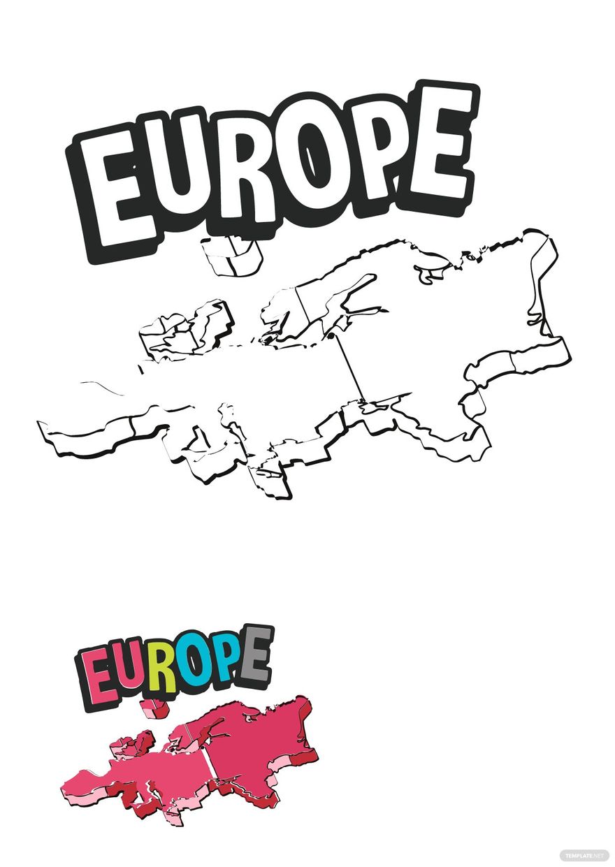 Free Cartoon Europe Map Coloring Page in PDF