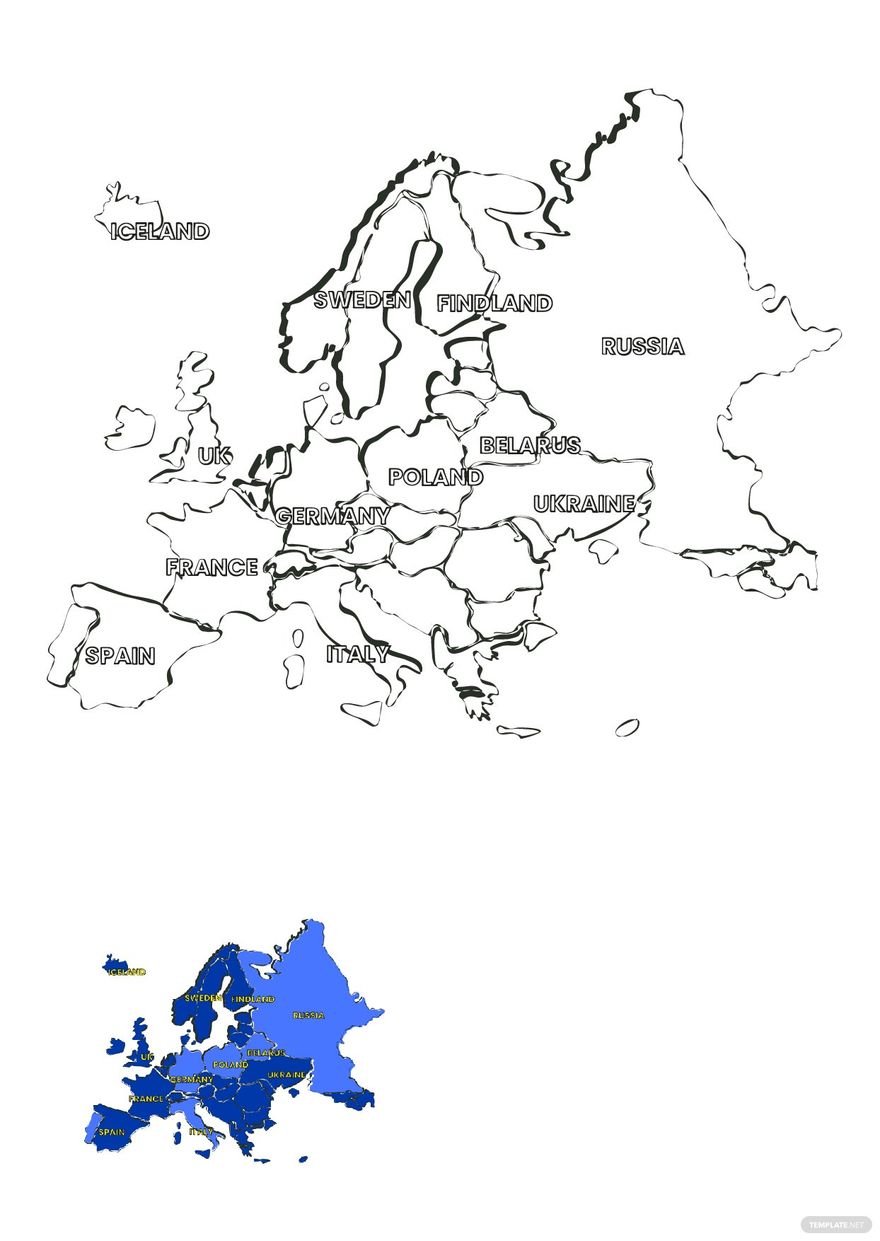 Free Political Europe Map Coloring Page in PDF
