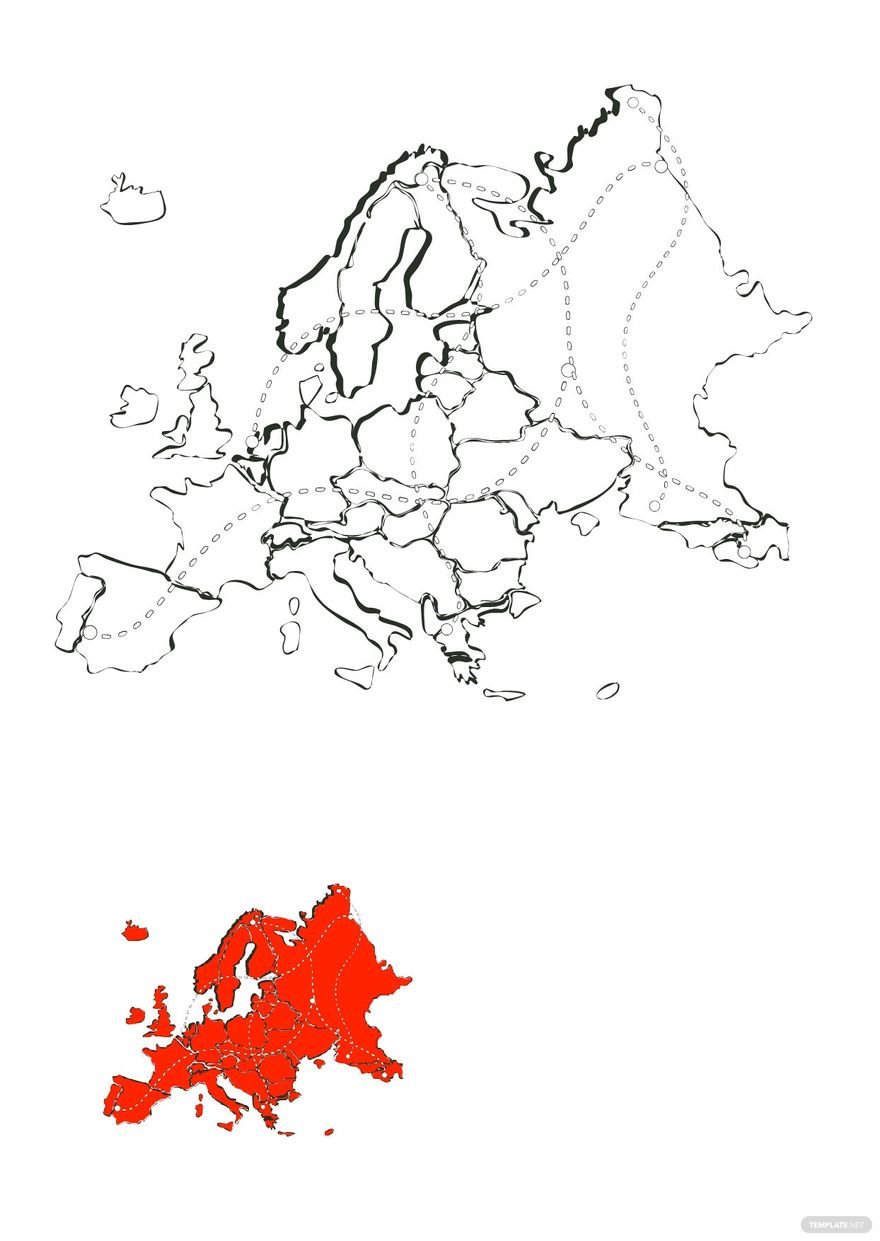 Free Europe Road Map Coloring Page