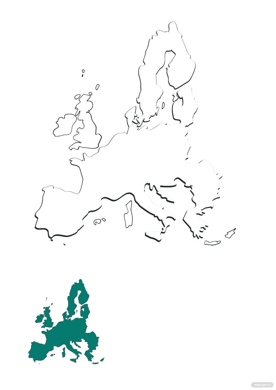 Basic Europe Map Coloring Page in PDF