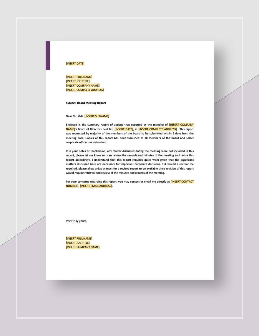 Business Meeting Report Template - Google Docs, Word, Apple Pages ...