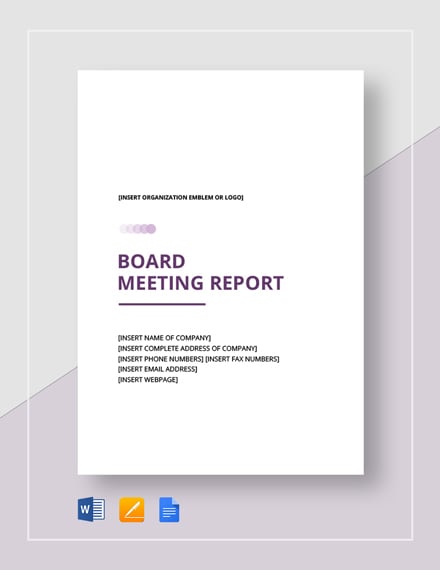 board meeting report