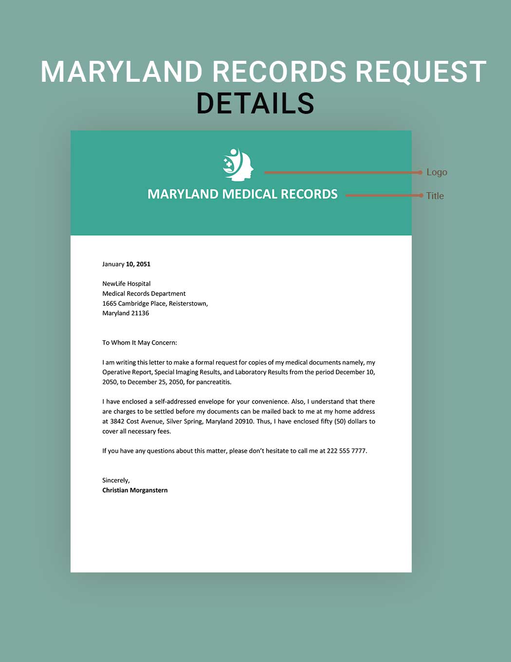 Maryland Medical Records Request Template