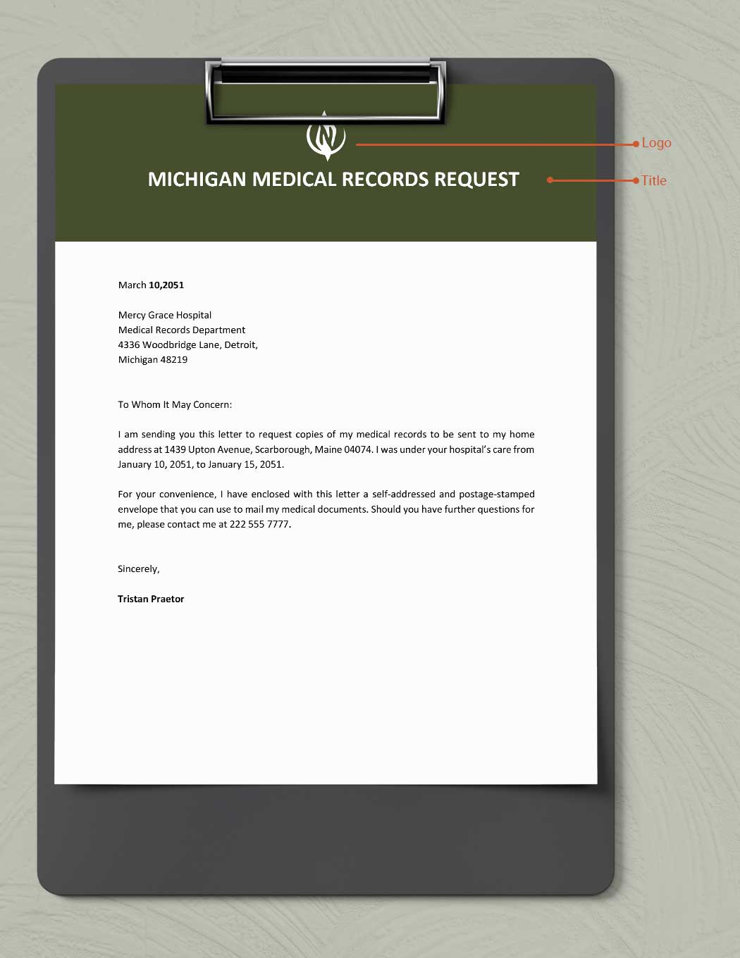 Michigan Medical Records Request Template
