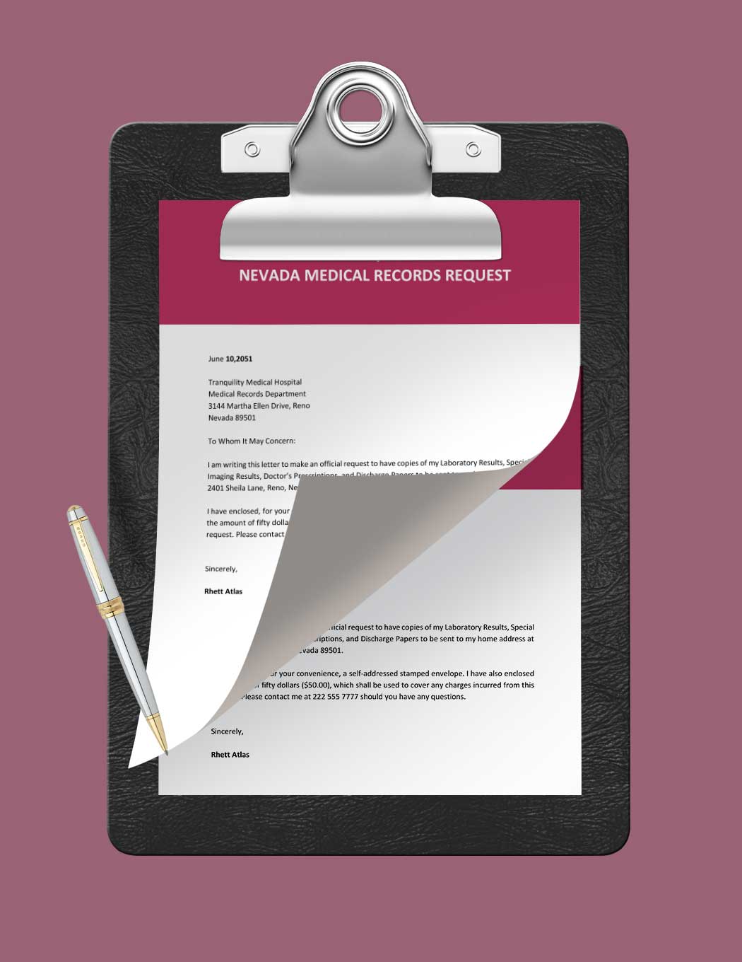 Nevada Medical Records Request Template