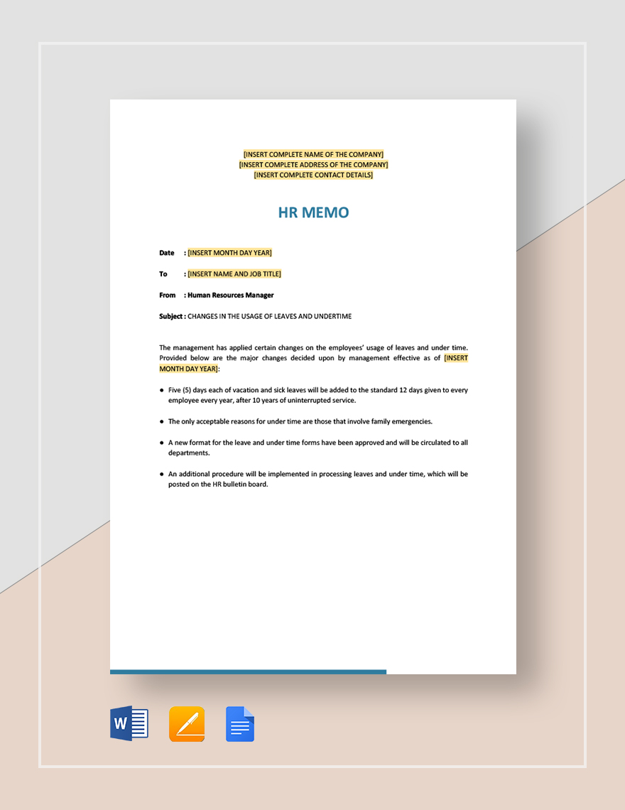 HR Memo Template in Pages, Word, Google Docs - Download | Template.net