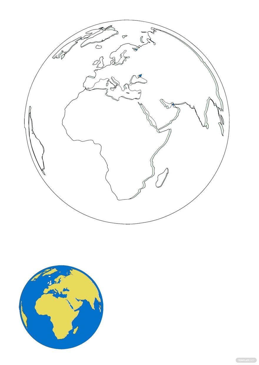 Free Europe Map Globe Coloring Page in PDF