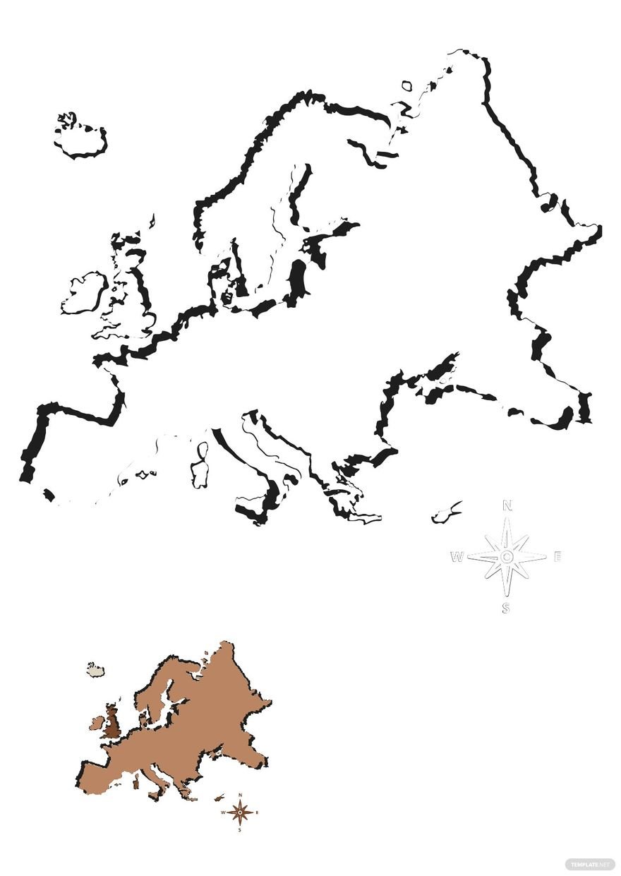 Vintage Europe Map Coloring Page in PDF