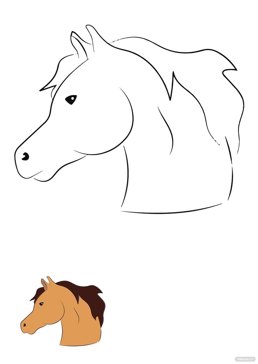 Horse Head Coloring Page in PDF