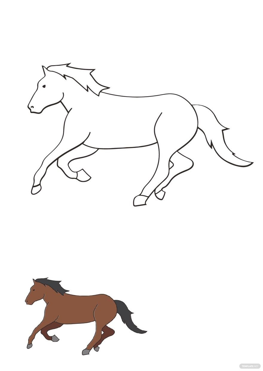Running Horse Coloring Page in PDF