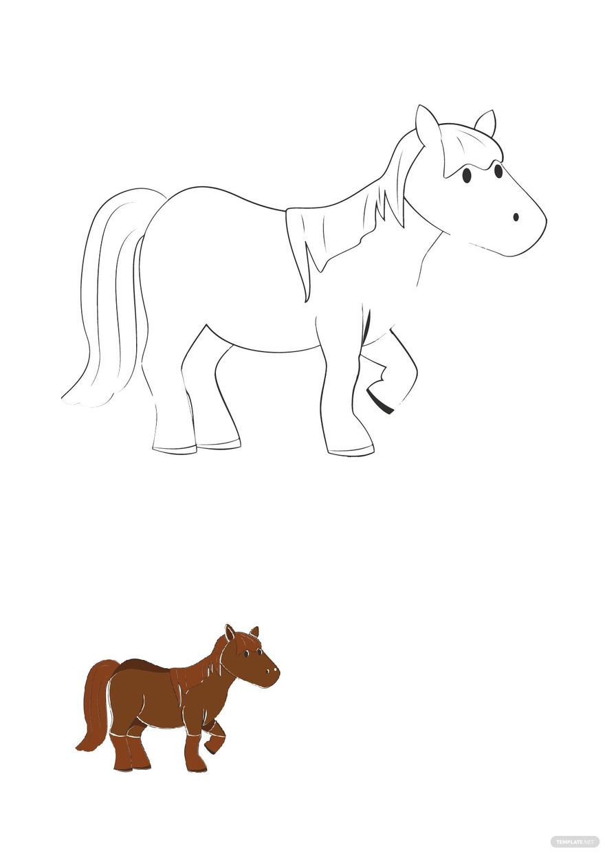 Pony Horse Coloring Page in PDF