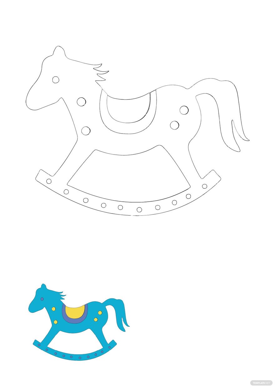 Free Rocking Horse Coloring Page in PDF