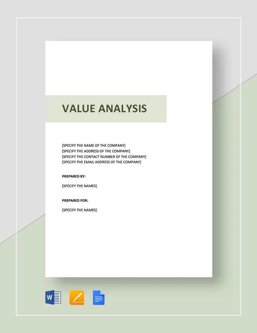 Value Analysis Template