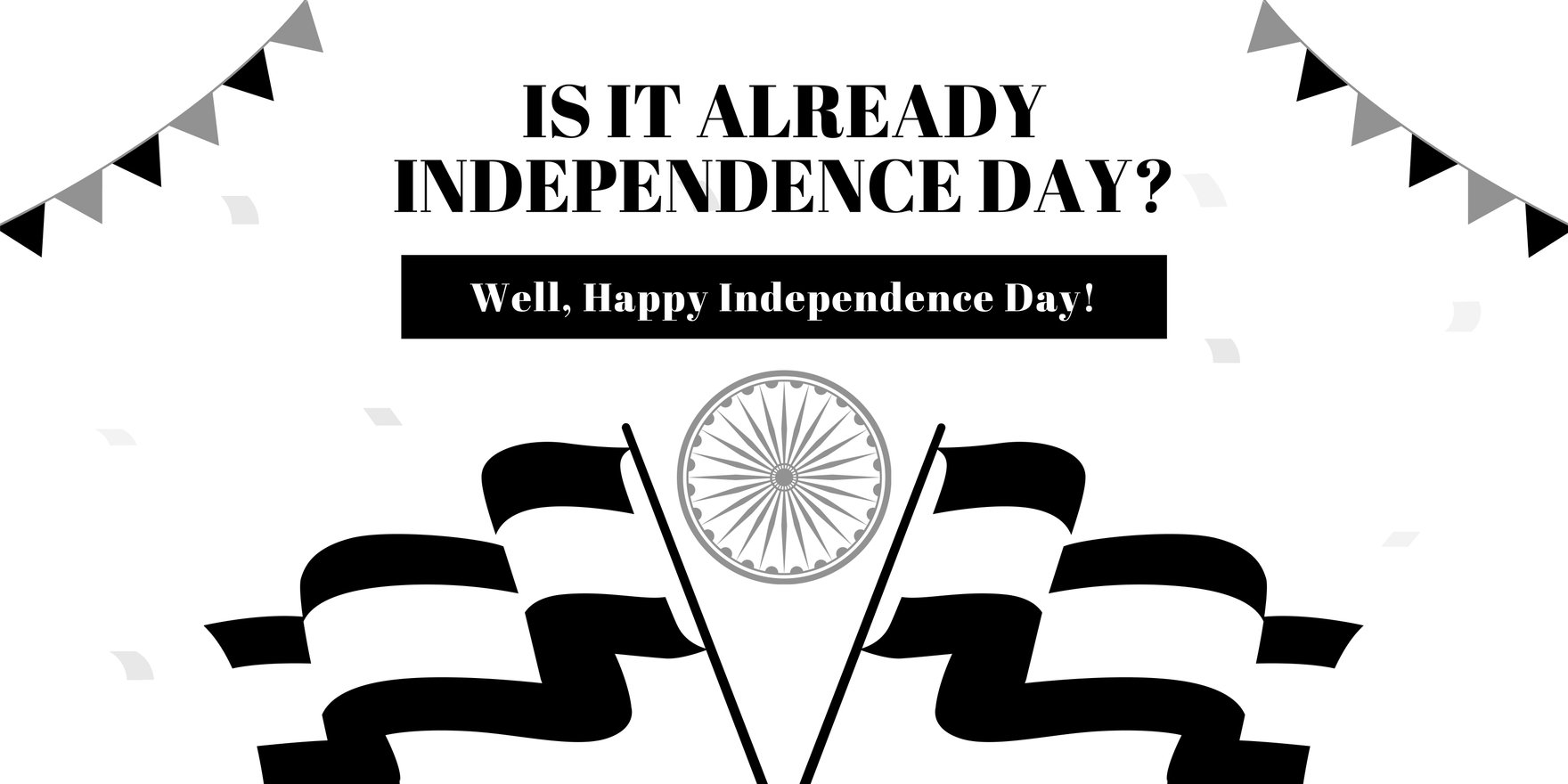 Black And White India Independence Day Banner